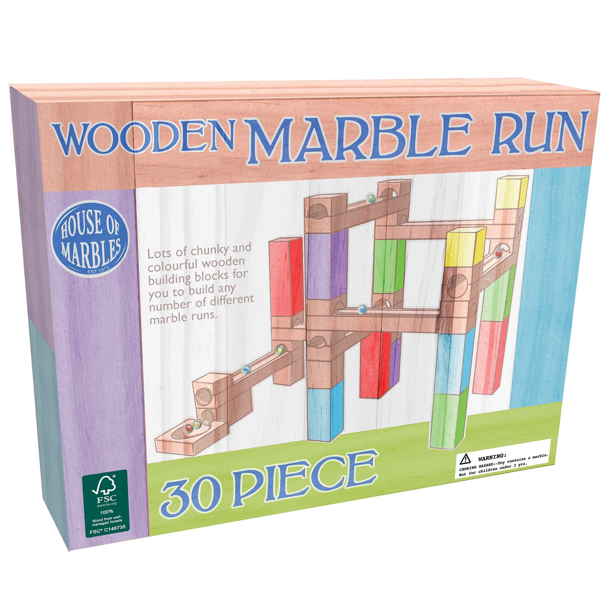 Wooden Marble Run 30 Pc
