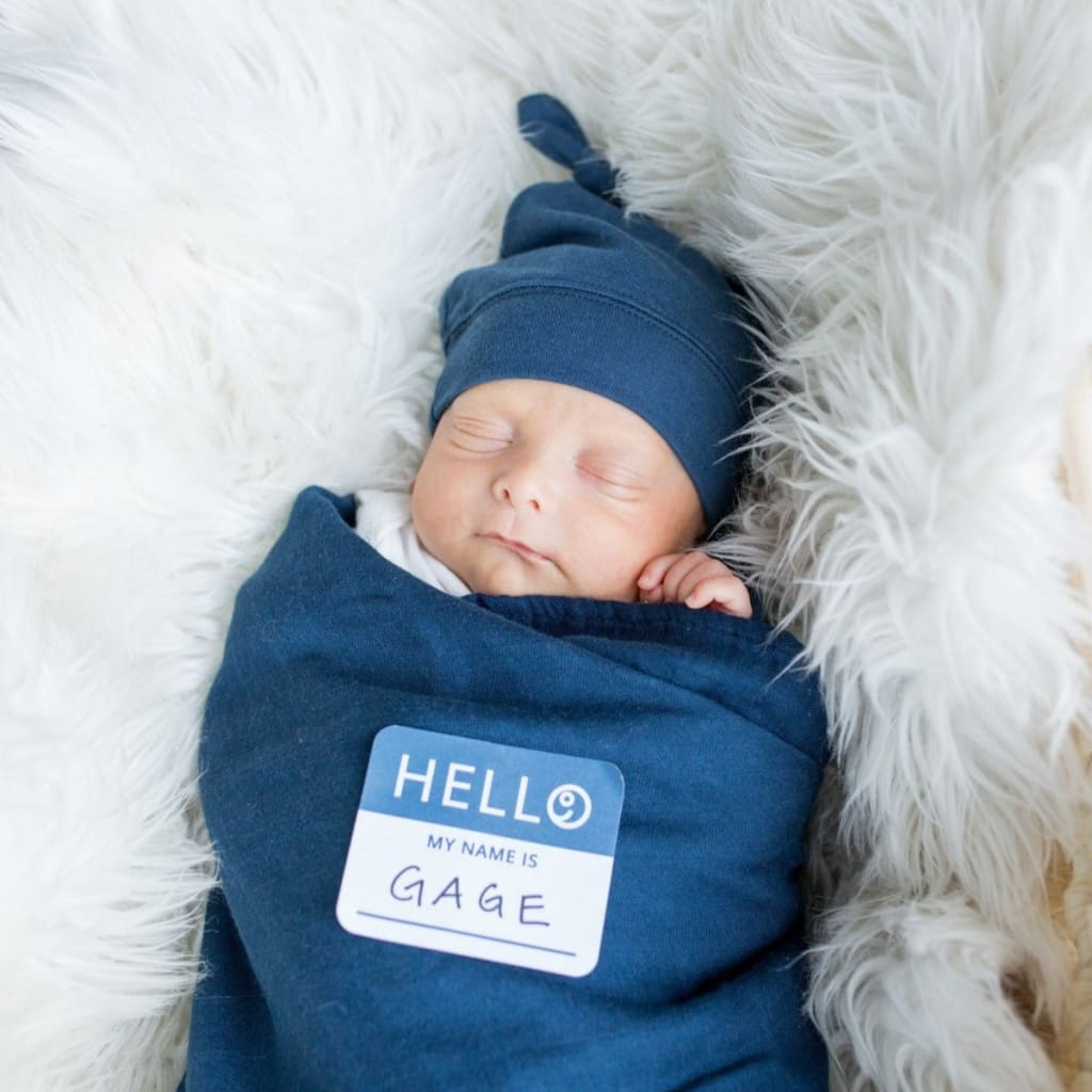 Navy Newborn Hat & Swaddle Set