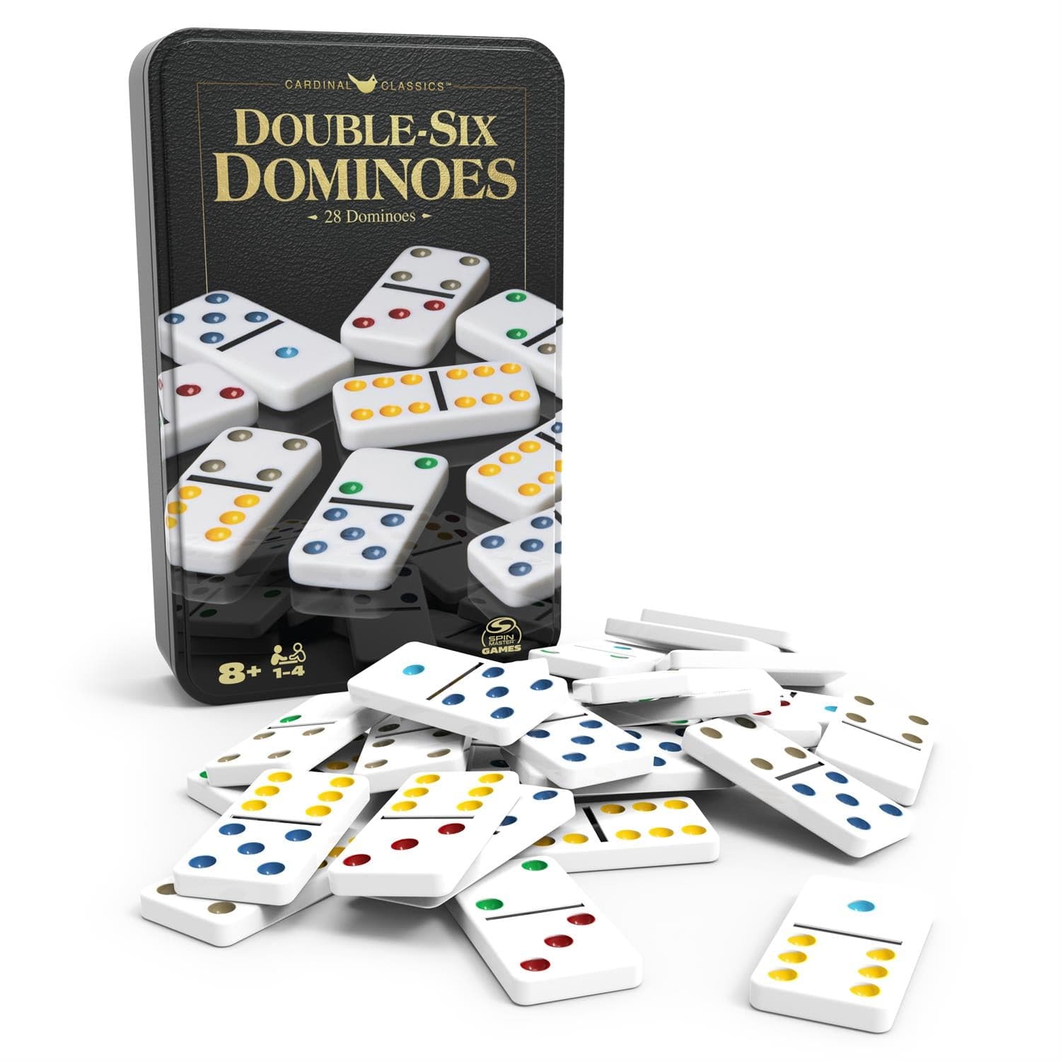 Double Six Dominoes in tin