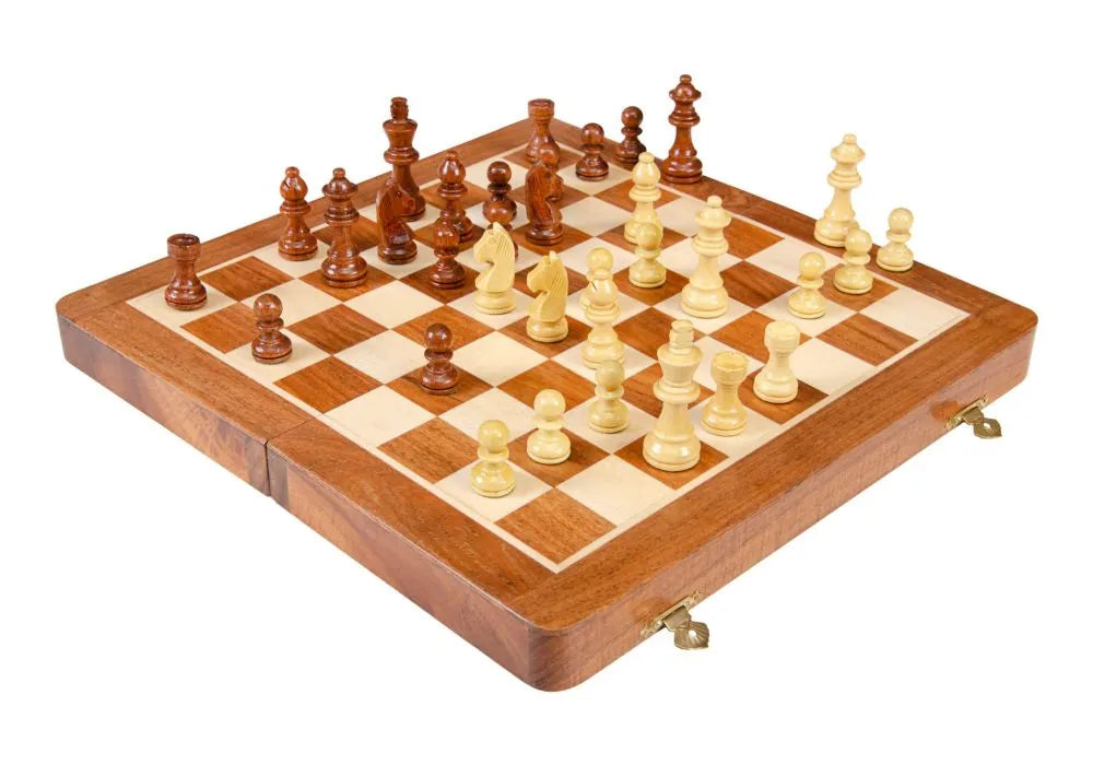 12" Wood Folding Chess Set